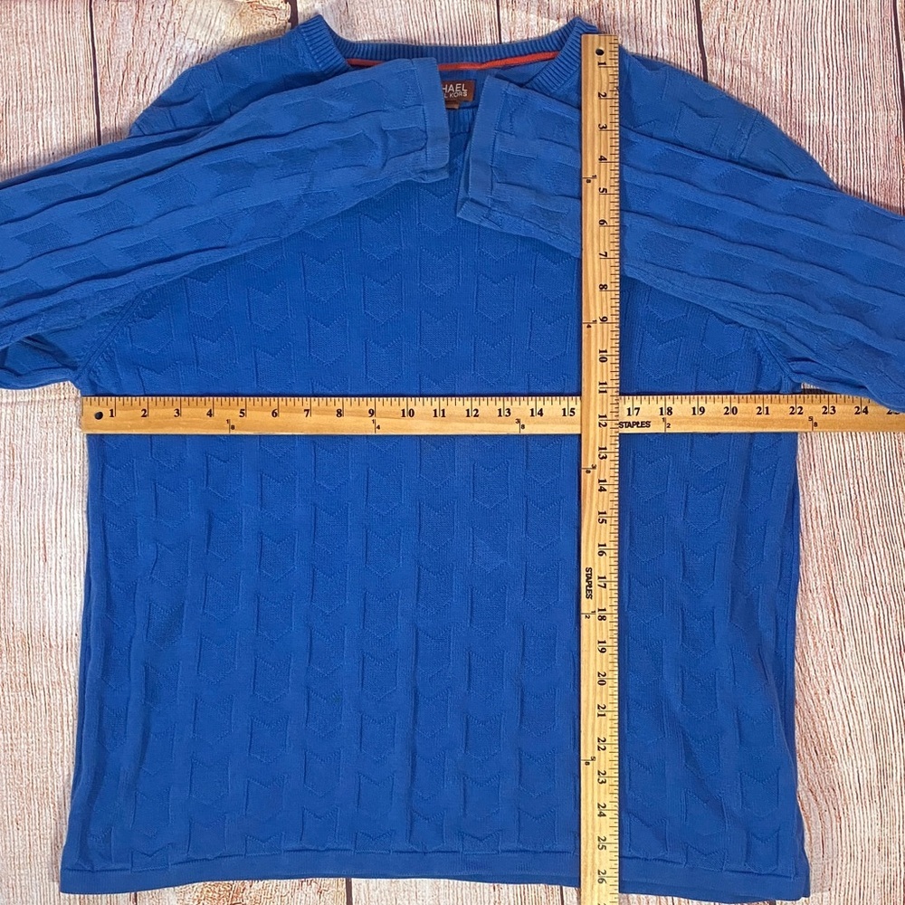 Michael Kors Textured Knit Sweater Blue Mens L Crewneck - Picture 6 of 8